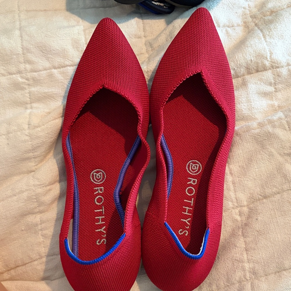 Rothy's Women's Red Pointed-Toe Knit Flats